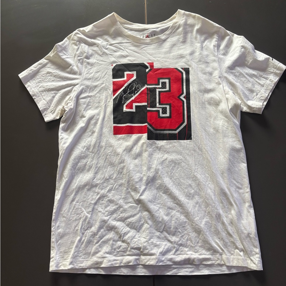Jordan White Tee with Red Logo